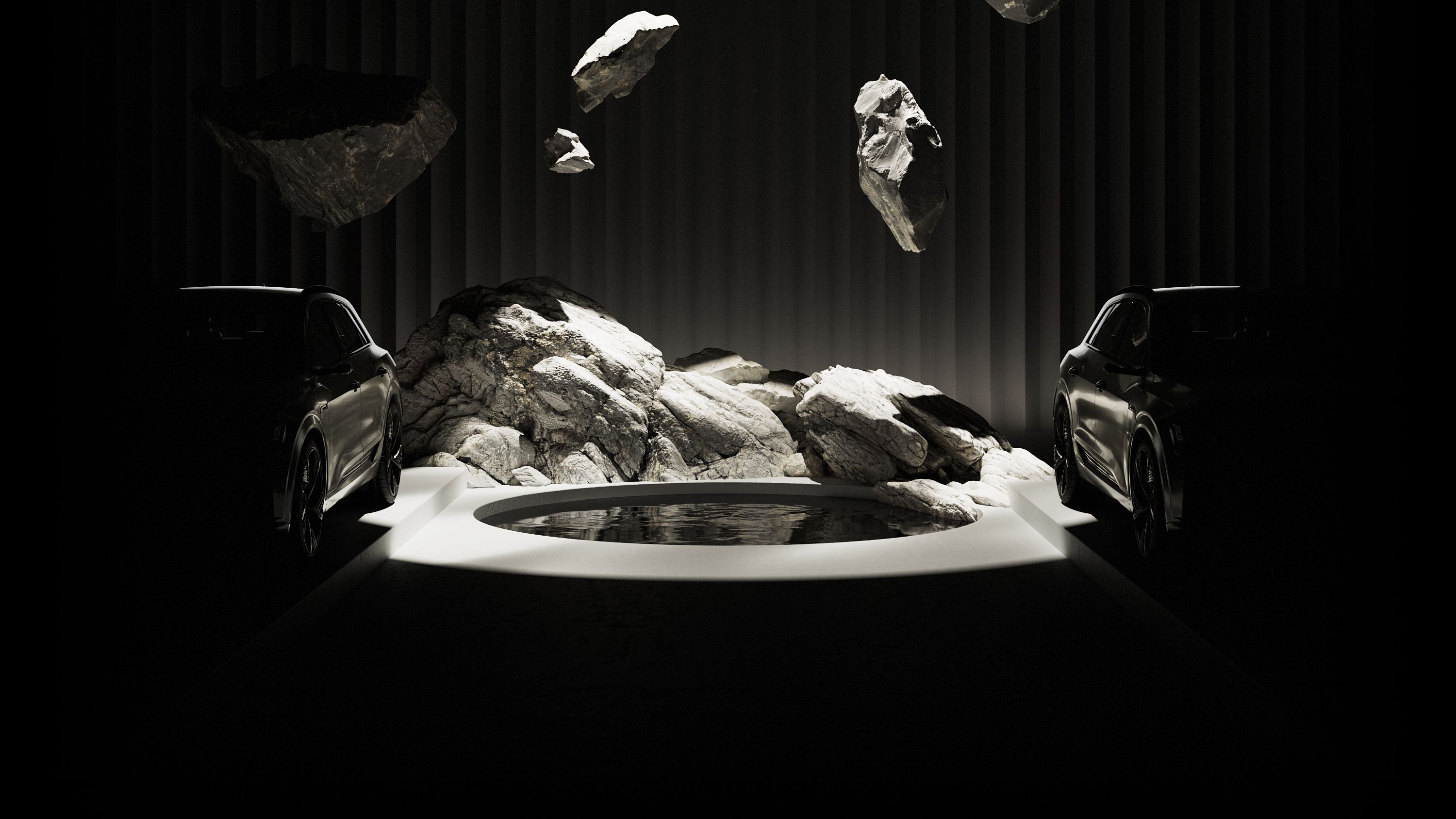Flying boulders between two cars